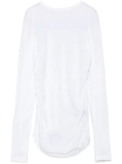 Haikure Optical White Draped Long Sleeve T Shirt