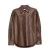 Haikure Leather Shirt Jacket In Brown