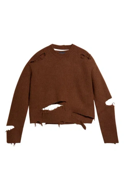 Haikure Ozie Destroyed Rib Merino Wool Sweater (nordstrom Exclusive) In Brown