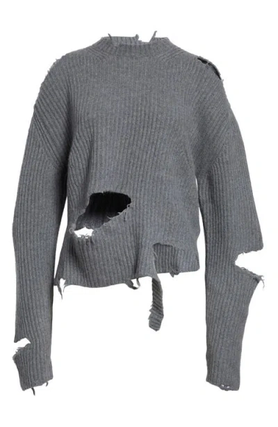 Haikure Ozie Destroyed Rib Merino Wool Sweater (nordstrom Exclusive) In Gray