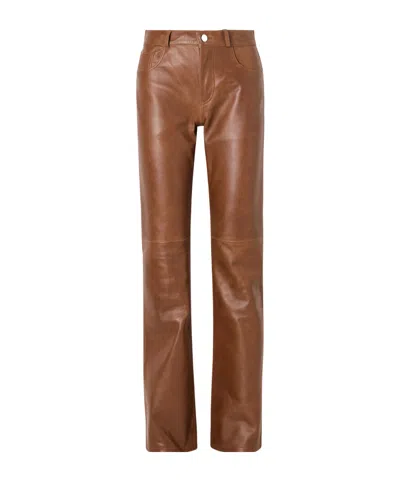 Haikure Paneled Leather Straight-leg Pants In No
