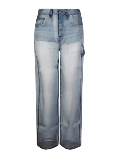 Haikure Semi -transparent Front Leg Trousers In Blue