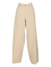 Haikure Wide Leg Trousers With Rivet Accents In Nude