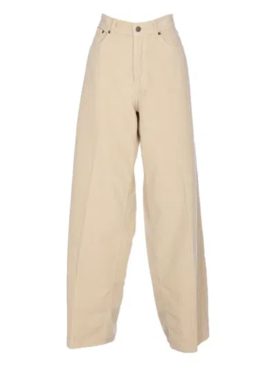 Haikure Wide Leg Trousers With Rivet Accents In Nude