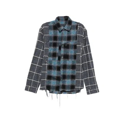 Haikure Cotton Checked Panelled Shirt Jacket In Multi