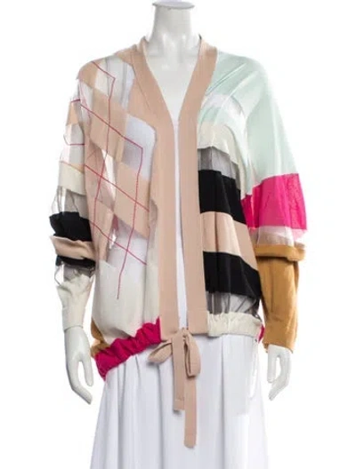 Pre-owned Haikure Patterned Open Front Sweater In Multicolor