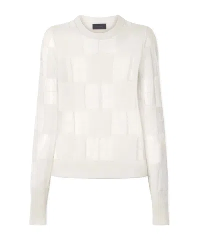 Haikure Paul Checked Mesh-trimmed Knitted Sweater In White