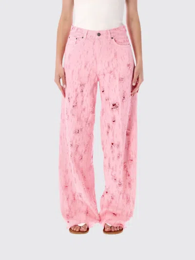 Haikure Distressed Denim Wide-leg Jeans In Pink