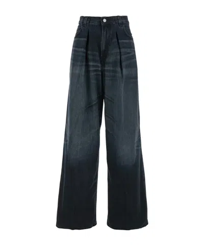 Haikure Pleated Detail Denim Trousers In Blue