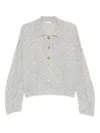Haikure Polo-neck Button Sweater In Gray