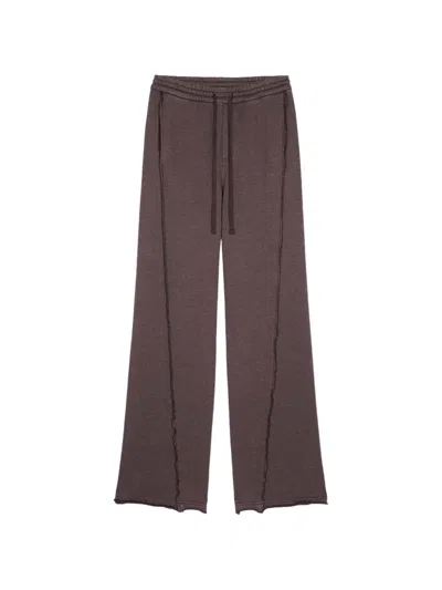 Haikure Raw-edge Drawstring Track Pants In Brown