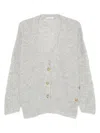 Haikure Ribbed Buttoned Cardigan In Gray