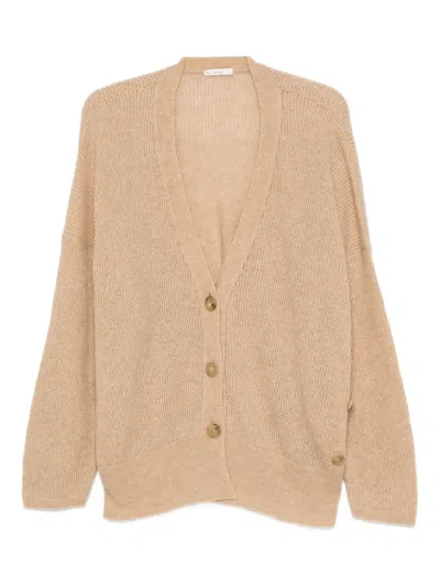 Haikure Ribbed Cardigan In Neutral