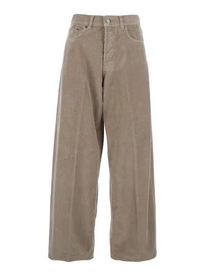 Haikure Ribbed Knit Cotton Trousers In Brown
