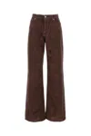 Haikure Ribbed Texture Wide-leg Jeans With Leather Detailing In Brown