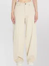 Haikure Ribbed Wide-leg Trousers With Belt Loops In Neutral
