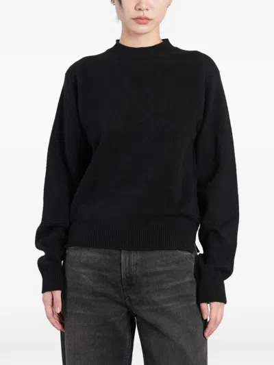 Haikure Ribbed-trim Side-slit Sweater In Black