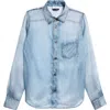 Haikure Ronda Denim Print Silk Button-up Shirt In Blue Denim Print