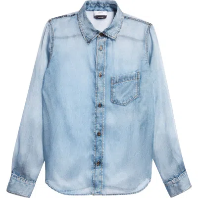 Haikure Ronda Denim Print Silk Button-up Shirt In Blue Denim Print