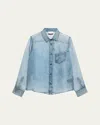 Haikure Ronda Denim Print Silk Button-up Shirt In Blue Denim Print