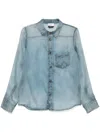 Haikure Ronda Denim Print Silk Button-up Shirt In Blue