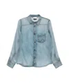 Haikure Ronda Denim Print Silk Button-up Shirt In Blue