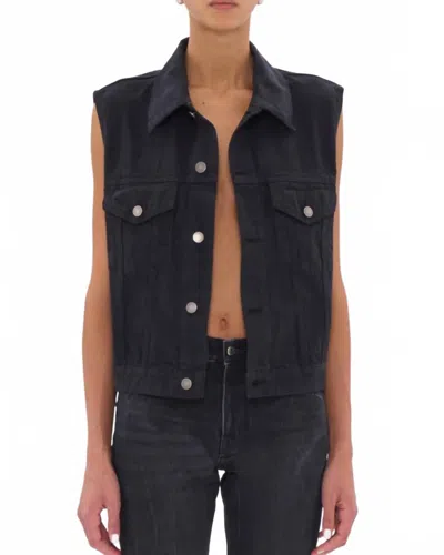 Haikure Ryder Satin Bull Vest In Carbon In Black