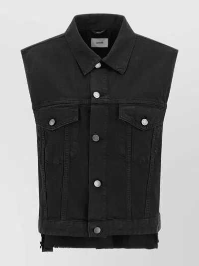Haikure Ryder Vest Collared Neck Frayed Edges Pockets