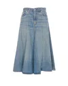 Haikure Blue Denim Mid Serenity Midi Skirt In Blue