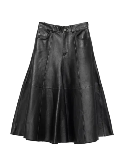 Haikure Serenity Leather Midi Skirt In Black