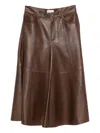 Haikure Serenity Leather Midi Skirt In Brown