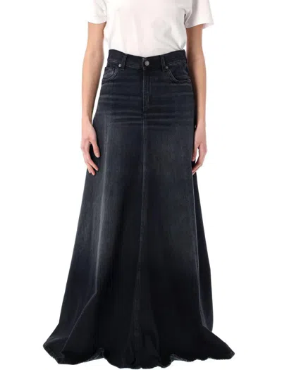 Haikure Black Denim Serenity Long Skirt In Mid Black