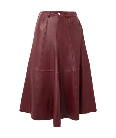 Haikure Serenity Paneled Leather Midi Skirt In Red
