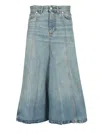 Haikure Serenity Distressed Paneled Denim Maxi Skirt