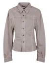 Haikure Button-detailed Cotton Shirt In Gray
