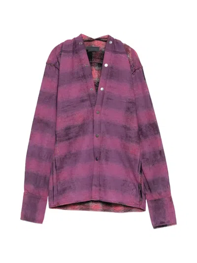 Haikure Shona Check-pattern V-neck Shirt In Purple