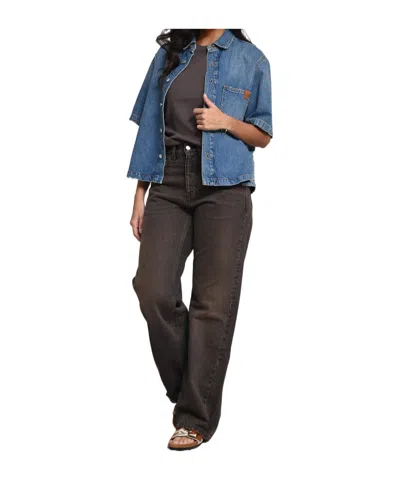Haikure Short-sleeved Denim Shirt In Black