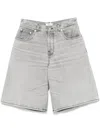 Haikure Grey Fog Becky Shorts With Faded Effect In Fog Grey L0858