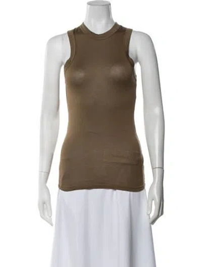Pre-owned Haikure Silk Mock Neck Top W/ Tags In Brown