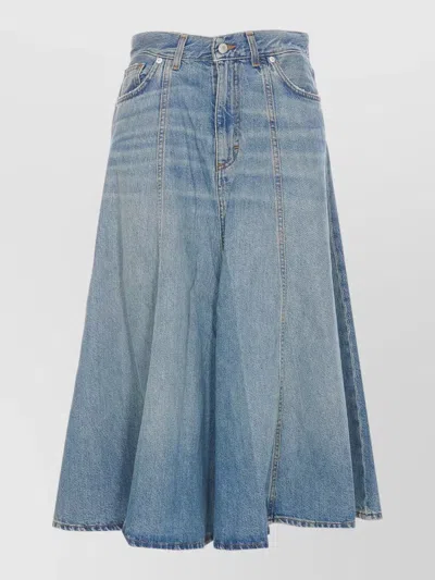 Haikure Skirt Serenity Ionic Design Belt Loops In Blue