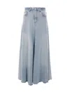 Haikure Serenity Distressed Paneled Denim Maxi Skirt