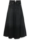 Haikure Black Denim Serenity Long Skirt In Mid Black