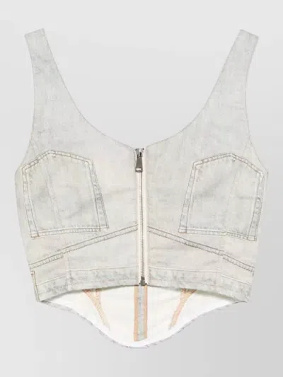 Haikure Sleeveless V Neck Top Faded Wash In Silver