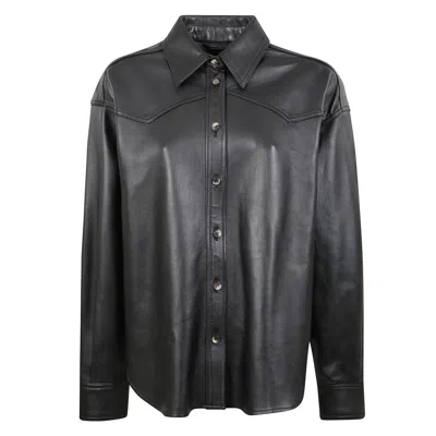 Haikure Soft Leather Shirt In Black