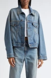Haikure Denim Boxy Jacket With Spencer In Oil Blue