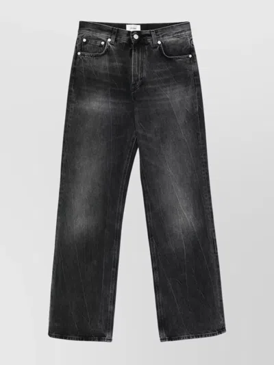 Haikure 'korea' Grey Jeans With Faded Effect And Logo Patch On The Back In Cotton Woman In Black