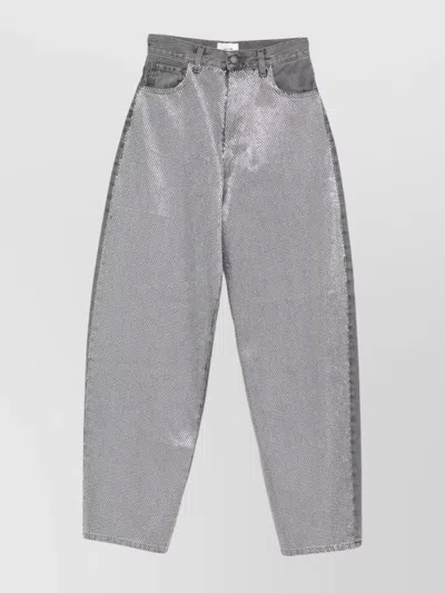 Haikure Stapled Trousers Metallic Finish In Gray