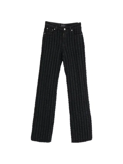Haikure Star Bull Stripe Distressed High-waist Straight-leg Jeans In Blue
