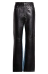 Haikure Star Leather And Denim High-rise Straight-leg Jeans In Black