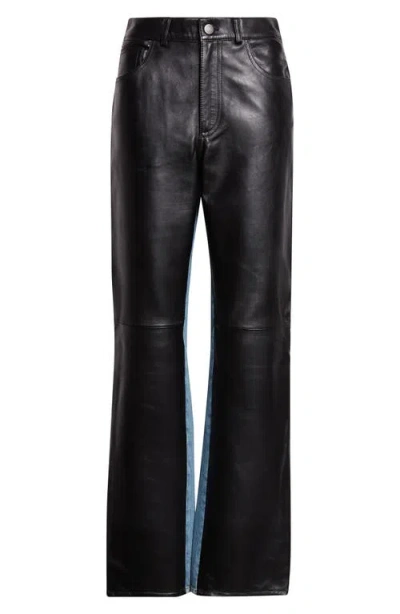 HAIKURE HAIKURE STAR DENIM STRIPE LAMBSKIN LEATHER PANTS